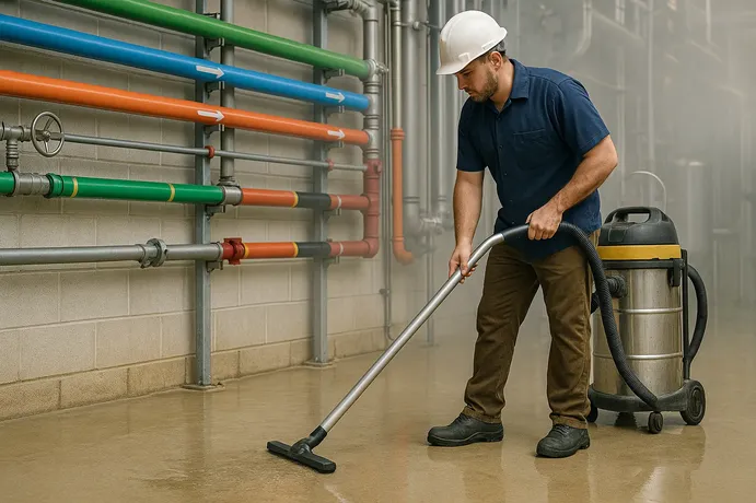 Professional chemical plant cleaning with hazardous material management and safety protocols