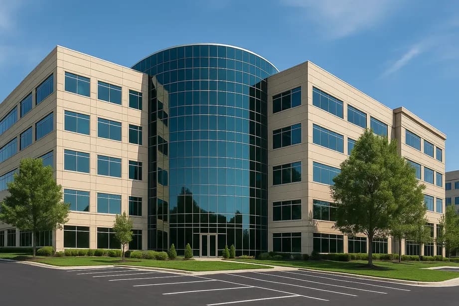 Modern office building and commercial spaces
