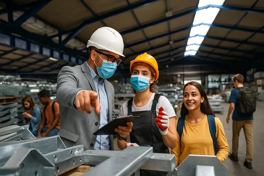 Industrial manufacturing plant with heavy machinery