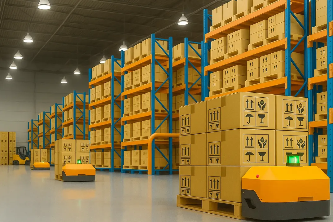 Modern warehouse with organized inventory and distribution operations
