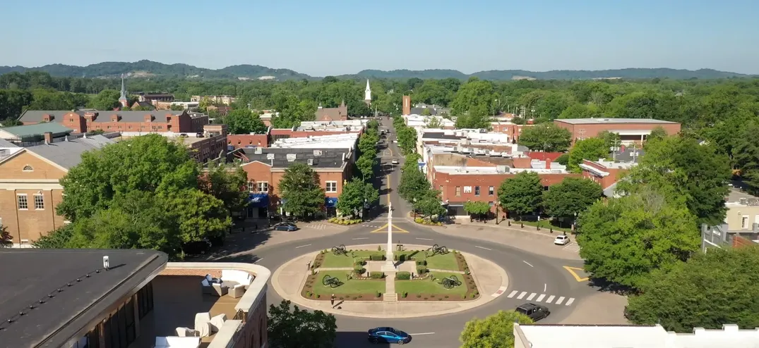 Historic Franklin Tennessee downtown and modern Cool Springs business district